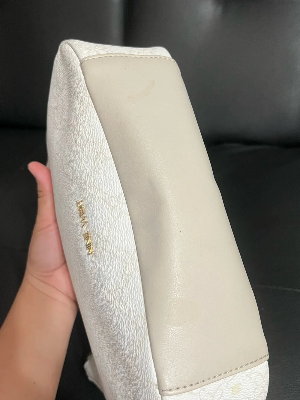 Nine West Off-White Shoulder Hobo with Gold Hardware